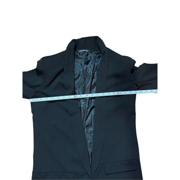 Boohoo black long line open front blazer sz 4 - Picture 4 of 7